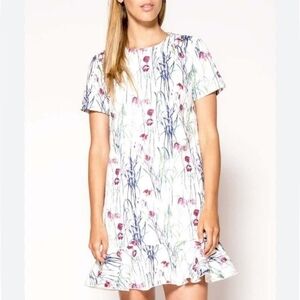 Sam & Lavi Floral Ruffle Dress  White Textured Bijon Shift Dress Anthropologie